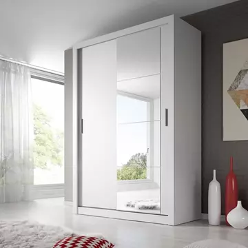 Buy Arti AR-04 Sliding Door Wardrobe White Matt 150cm, Colour: White Matt, Width: 150 from Furnituretta