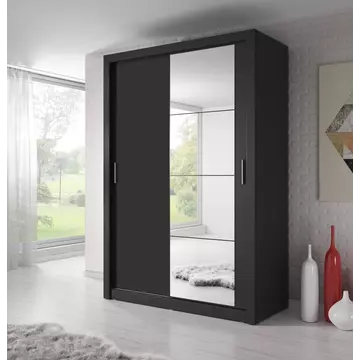 Buy Arti AR-04 Sliding Door Wardrobe Black Matt 150cm, Colour: Black Matt, Width: 150 from Furnituretta