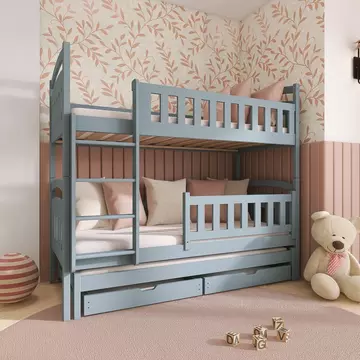 Buy Wooden Bunk Bed Blanka with Trundle and Storage Grey, Colour: Grey, Mattresses: Without Mattresses from Furnituretta