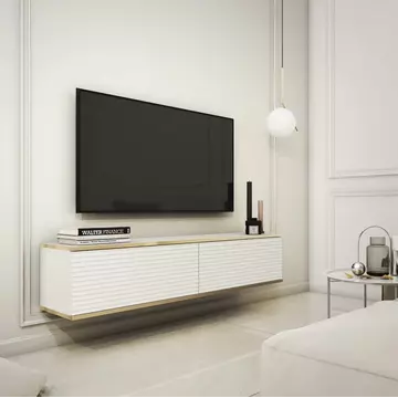 Buy Moro Floating TV Cabinet White 135cm, Colour: White, Width: 135 from Furnituretta