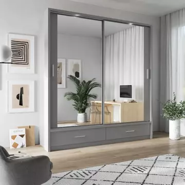 Buy Arti 24 - 2 Sliding Door Wardrobe Grey Matt 200cm, Colour: Grey Matt, Item Width: 200 from Furnituretta