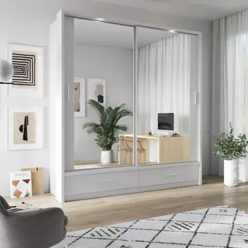 Buy Arti 24 - 2 Sliding Door Wardrobe White Matt 200cm, Colour: White Matt, Item Width: 200 from Furnituretta