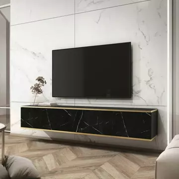 Buy Oro Floating TV Cabinet Black Marble 175cm, Colour: Black Marble, Width: 175 from Furnituretta