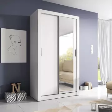 Buy Arti 6 - 2 Sliding Door Wardrobe White Matt 120cm, Colour: White Matt, Item Width: 120 from Furnituretta