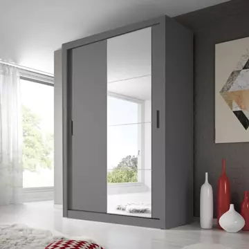 Buy Arti AR-04 Sliding Door Wardrobe Grey Matt 150cm, Colour: Grey Matt, Item Width: 150 from Furnituretta
