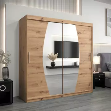 Buy Elypse Sliding Door Wardrobe Oak Sonoma 200cm, Colour: Oak Sonoma, Width: 200 from Furnituretta