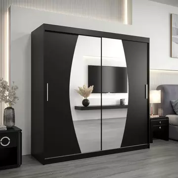Buy Elypse Sliding Door Wardrobe Black 180cm, Colour: Black, Item Width: 180 from Furnituretta