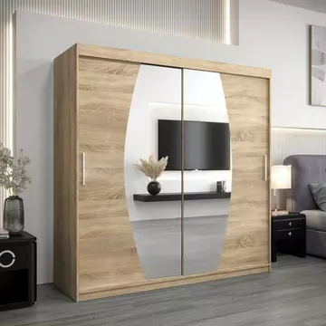 Buy Elypse Sliding Door Wardrobe Oak Artisan 200cm, Colour: Oak Artisan, Width: 200 from Furnituretta