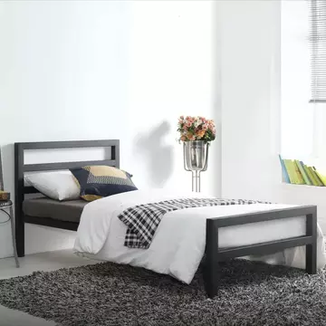 Buy City Block Black Single Bed, Colour: Charcoal Black, Size: 3ft/Single, Item Width: 96 from Furnituretta