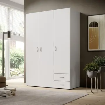 Buy Base Hinged Door Wardrobe White 120cm, Colour: White, Item Width: 120 from Furnituretta