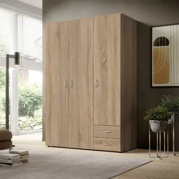 Buy Base Hinged Door Wardrobe Oak Sonoma 120cm, Colour: Oak Sonoma, Width: 120 from Furnituretta