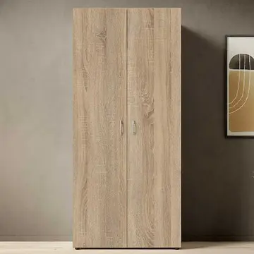 Buy Base 2 Door Hinged Wardrobe Oak Sonoma, Colour: Oak Sonoma, Width: 80 from Furnituretta