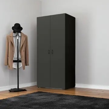 Buy Base 2 Door Hinged Wardrobe Graphite Matt, Colour: Graphite Matt, Width: 80 from Furnituretta