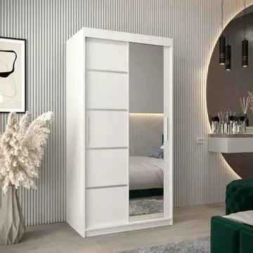 Buy Verona 02 Sliding Door Wardrobe White 100cm, Colour: White, Item Width: 100 from Furnituretta