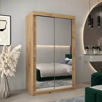 Buy Tokyo III Sliding Door Wardrobe Oak Artisan 120cm, Colour: Oak Artisan, Width: 120 from Furnituretta