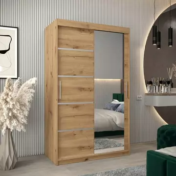 Buy Verona 02 Sliding Door Wardrobe Oak Artisan 120cm, Colour: Oak Artisan, Width: 120 from Furnituretta