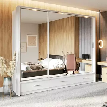 Buy Arti 23 - 3 Sliding Door Wardrobe White Matt 250cm, Colour: White Matt, Item Width: 250 from Furnituretta