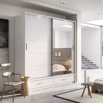 Buy Arti AR-05 Sliding Door Wardrobe White Matt 200cm, Colour: White Matt, Width: 200 from Furnituretta