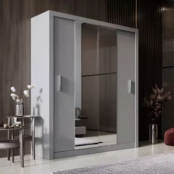 Buy Idea ID-03 Sliding Door Wardrobe Grey Matt 180cm, Colour: Grey Matt, Width: 180 from Furnituretta
