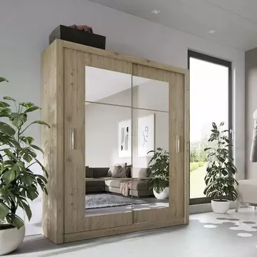 Buy Idea ID-02 Sliding Door Wardrobe Oak San Remo 180cm, Colour: Oak San Remo, Width: 180 from Furnituretta