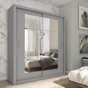 Buy Idea ID-02 Sliding Door Wardrobe Grey Matt 180cm, Colour: Grey Matt, Width: 180 from Furnituretta
