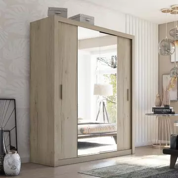 Buy Idea ID-03 Sliding Door Wardrobe Oak San Remo 180cm, Colour: Oak San Remo, Width: 180 from Furnituretta