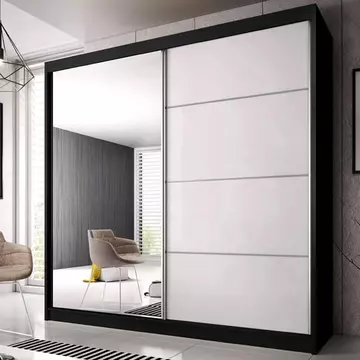 Buy Multi 35 Sliding Mirror Door Wardrobe Black Matt 233cm, Colour: Black Matt, Item Width: 233 from Furnituretta