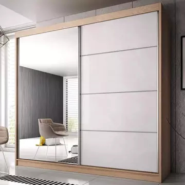 Buy Multi 35 Sliding Mirror Door Wardrobe Oak Sonoma 233cm, Colour: Oak Sonoma, Width: 233 from Furnituretta