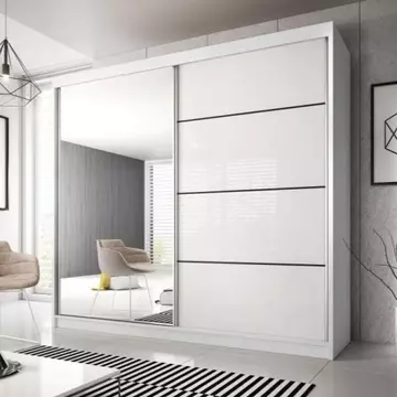 Buy Multi 35 Sliding Mirror Door Wardrobe White Matt 233cm, Colour: White Matt, Item Width: 233 from Furnituretta
