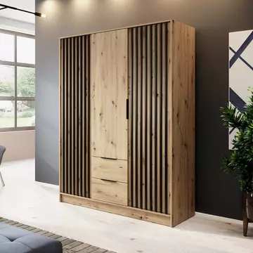 Buy Nelly Hinged Door Wardrobe Oak Artisan 155cm, Colour: Oak Artisan, Width: 155 from Furnituretta