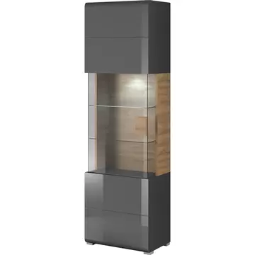Buy Toledo 05 Display Cabinet Grey Gloss, Colour: Grey Gloss, Width: 61 from Furnituretta