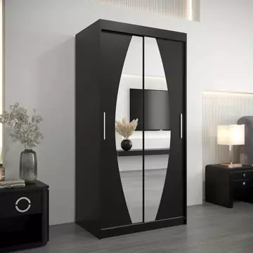 Buy Elypse Sliding Door Wardrobe Black 100cm, Colour: Black, Item Width: 100 from Furnituretta