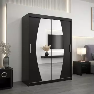Buy Elypse Sliding Door Wardrobe Black 150cm, Colour: Black, Item Width: 150 from Furnituretta
