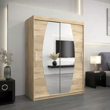 Buy Elypse Sliding Door Wardrobe Oak Sonoma 150cm, Colour: Oak Sonoma, Item Width: 150 from Furnituretta