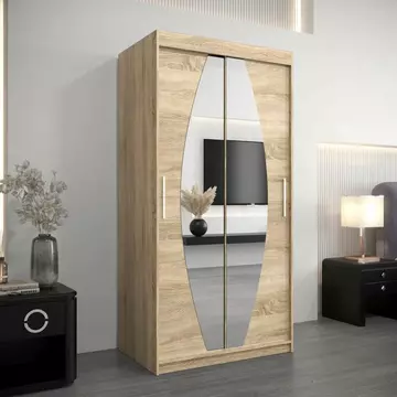 Buy Elypse Sliding Door Wardrobe Oak Sonoma 100cm, Colour: Oak Sonoma, Item Width: 100 from Furnituretta