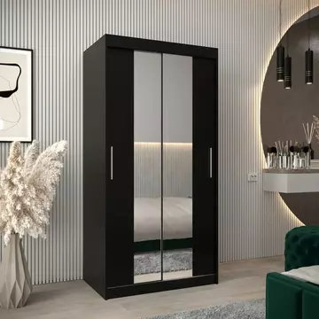 Buy Tokyo I Sliding Door Wardrobe Black 100cm, Colour: Black, Width: 100 from Furnituretta