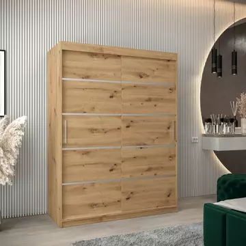 Buy Verona 01 Sliding Door Wardrobe Oak Artisan 150cm, Colour: Oak Artisan, Width: 150 from Furnituretta