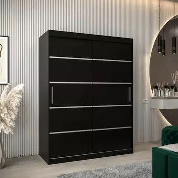 Buy Verona 01 Sliding Door Wardrobe Black 150cm, Colour: Black, Item Width: 150 from Furnituretta
