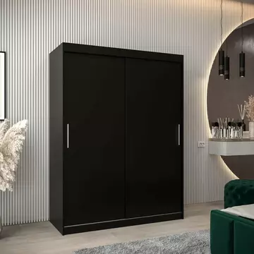 Buy Tokyo Sliding Door Wardrobe Black 150cm, Colour: Black, Width: 150 from Furnituretta