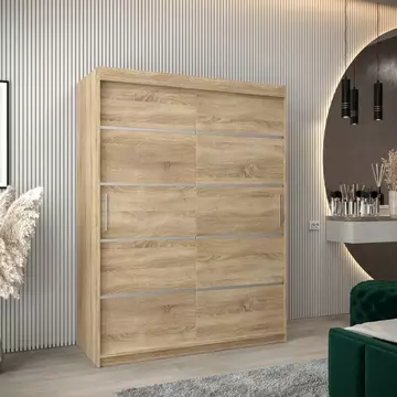 Buy Verona 01 Sliding Door Wardrobe Oak Sonoma 150cm, Colour: Oak Sonoma, Width: 150 from Furnituretta