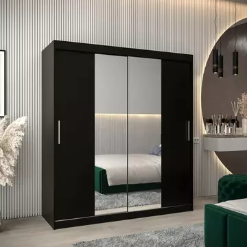 Buy Tokyo I Sliding Door Wardrobe Black 180cm, Colour: Black, Item Width: 180 from Furnituretta