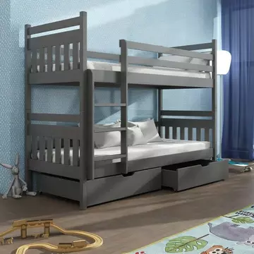 Buy Wooden Bunk Bed Adas with Storage Graphite, Colour: Graphite, Mattresses: Without Mattresses from Furnituretta