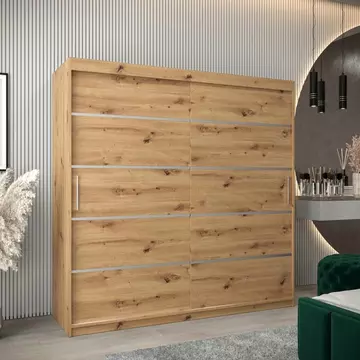 Buy Verona 01 Sliding Door Wardrobe Oak Artisan 200cm, Colour: Oak Artisan, Width: 200 from Furnituretta