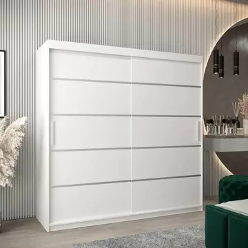 Buy Verona 01 Sliding Door Wardrobe White 200cm, Colour: White, Item Width: 200 from Furnituretta