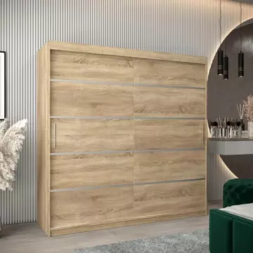 Buy Verona 01 Sliding Door Wardrobe Oak Sonoma 200cm, Colour: Oak Sonoma, Item Width: 200 from Furnituretta