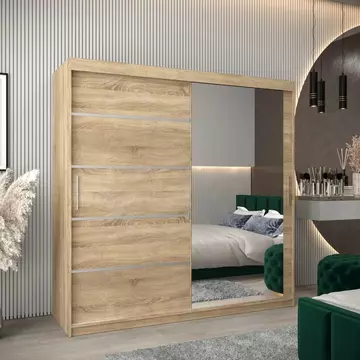 Buy Verona 02 Sliding Door Wardrobe Oak Sonoma 200cm, Colour: Oak Sonoma, Item Width: 200 from Furnituretta