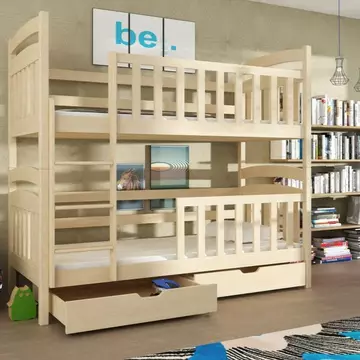 Buy Wooden Bunk Bed Sebus with Storage Pine, Colour: Pine, Mattresses: Without Mattresses from Furnituretta