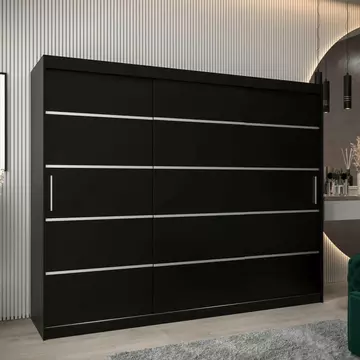 Buy Verona 01 Sliding Door Wardrobe Black 250cm, Colour: Black, Item Width: 250 from Furnituretta