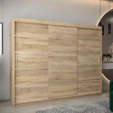 Buy Verona 01 Sliding Door Wardrobe Oak Sonoma 250cm, Colour: Oak Sonoma, Item Width: 250 from Furnituretta