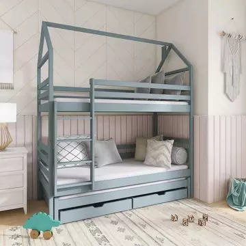 Buy Dalia Bunk Bed with Trundle and Storage Grey, Colour: Grey, Mattresses: Without Mattresses from Furnituretta